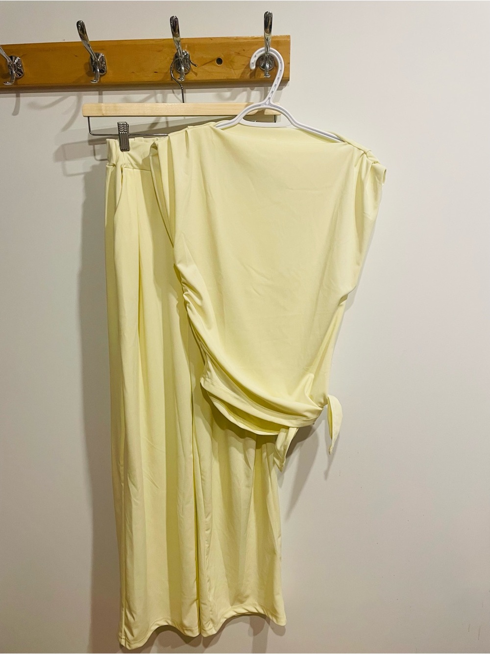 Light Yellow Two-Piece Set - Soft Knit Top & pant